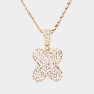 Gold Monogram "X" Bubble Crystal Initial Pendant Necklace